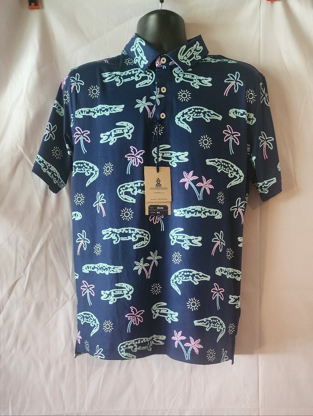 chubbies The Neon Glade Performance Polo 2.0 Size Medium